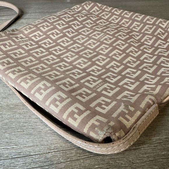 Fendi Zucchino Vitello Pink Canvas Crossbody or Shoulder Bag | Fair Condition - Picture 15 of 17